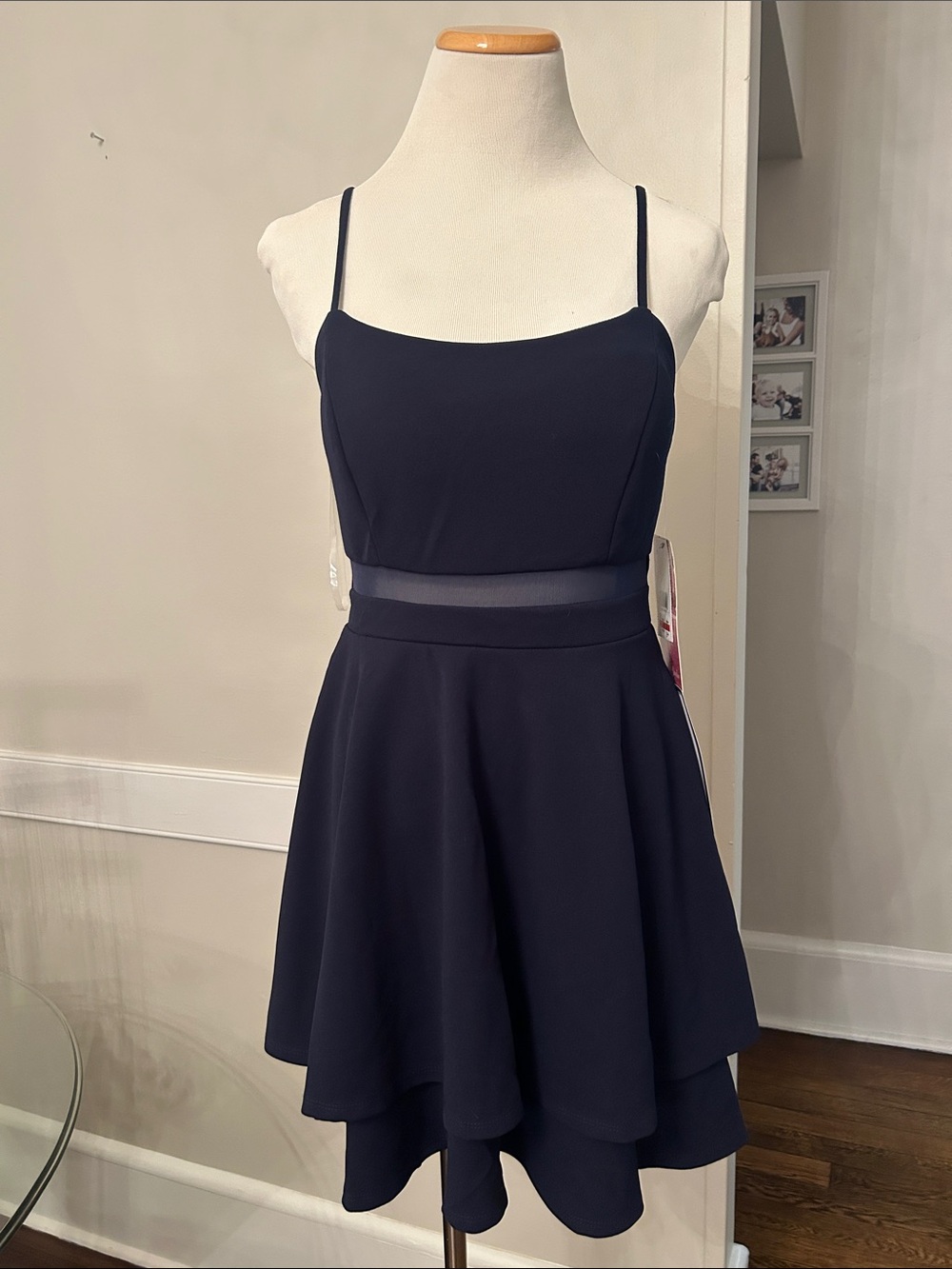 Emerald Sundae Navy Spaghetti-Strap Layered Skater Dress